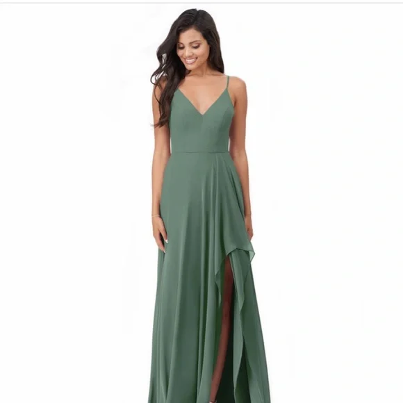 Azazie | Dresses | Azazie Eucalyptus Olive Green Bridamaid Dress | Poshmark